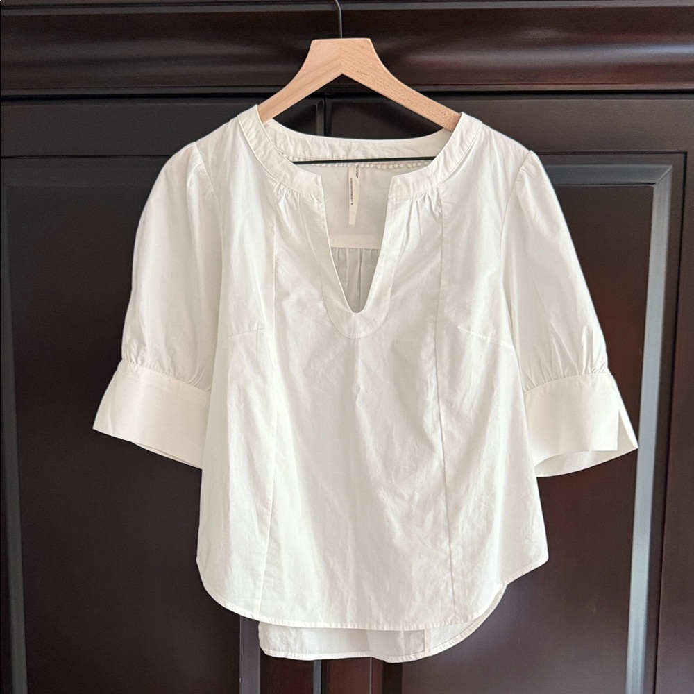 Anthropologie White Puff Sleeve shirt